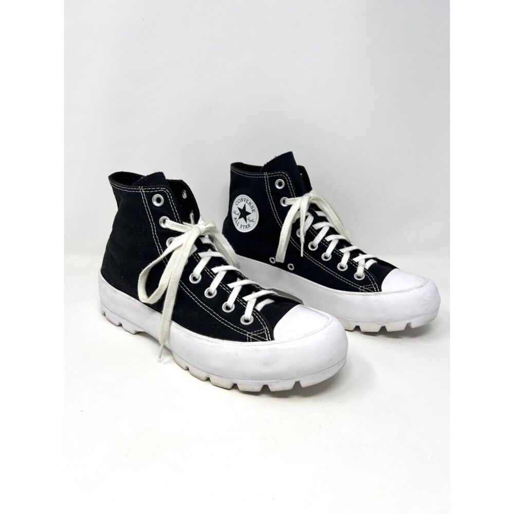 Converse CTAS Lugged Hi Black Canvas Platform Chucks Sneakers Size 10